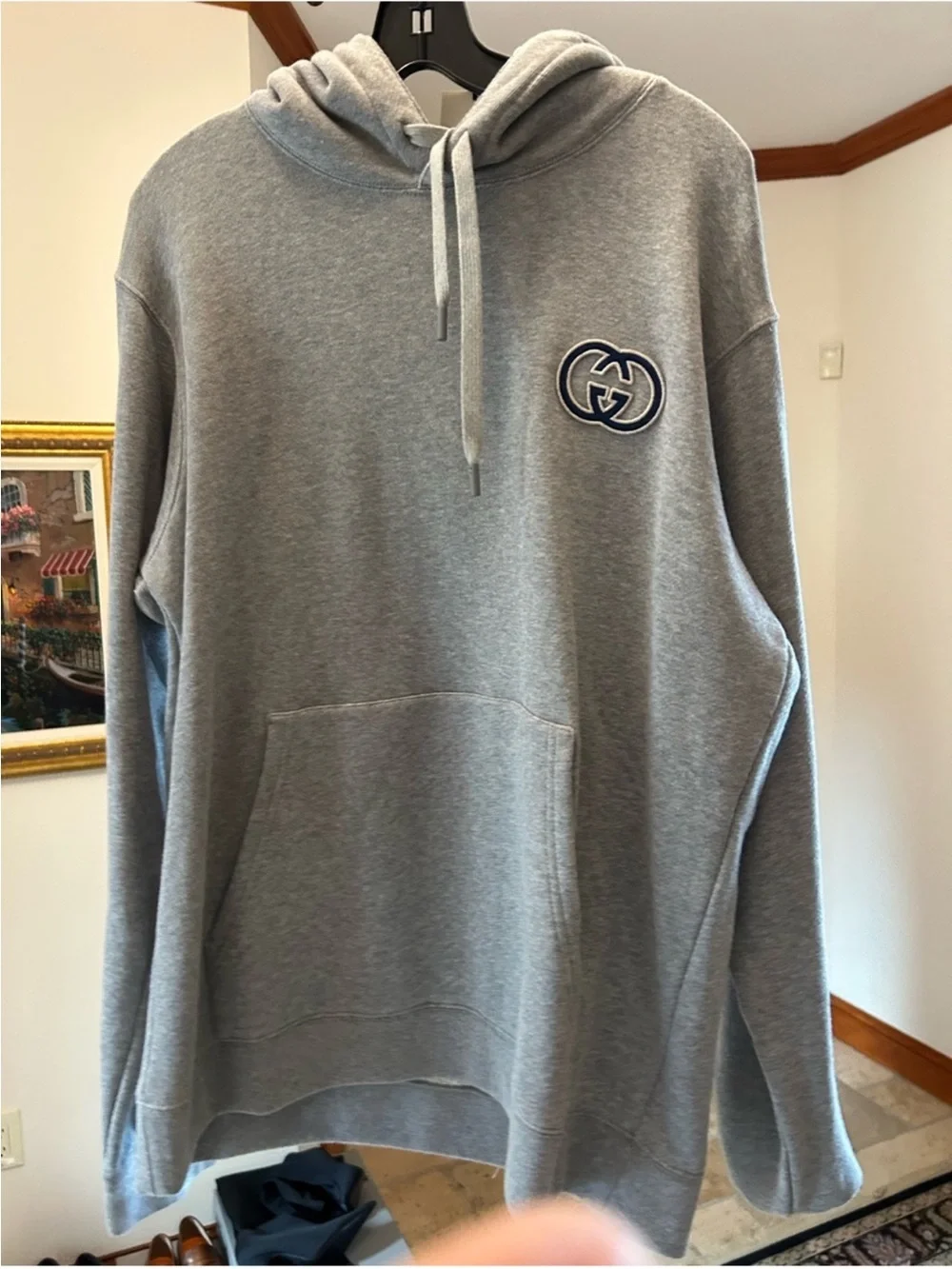 Men’s Gucci embroidered interlocking G logo hoodie size XL made in Italy